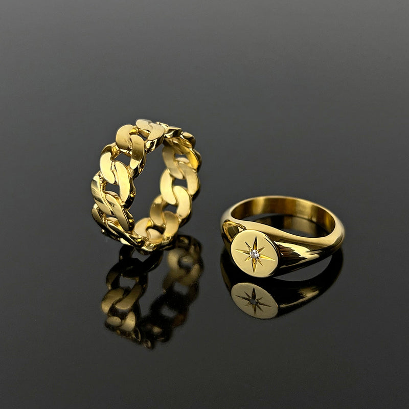 Gold Cuban Ring for Her