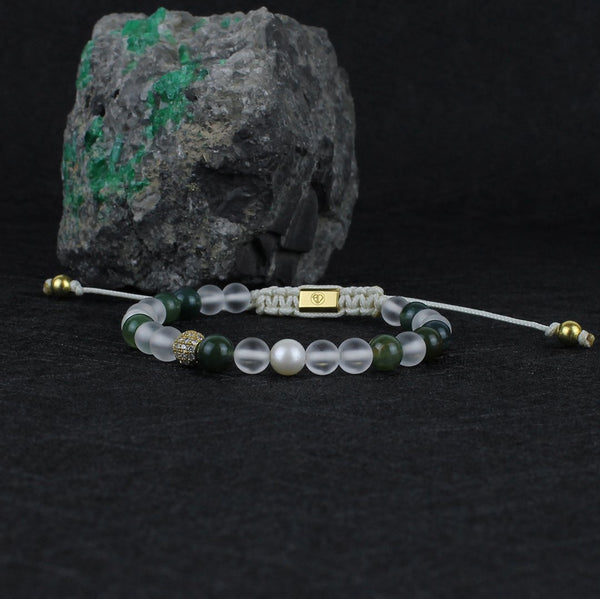 Pine Green and White Bracelet for Her - Beadrid