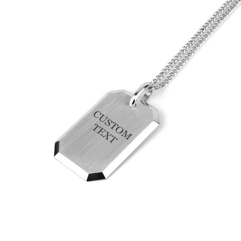 Men's Silver Tag Necklace (Customable) - Beadrid