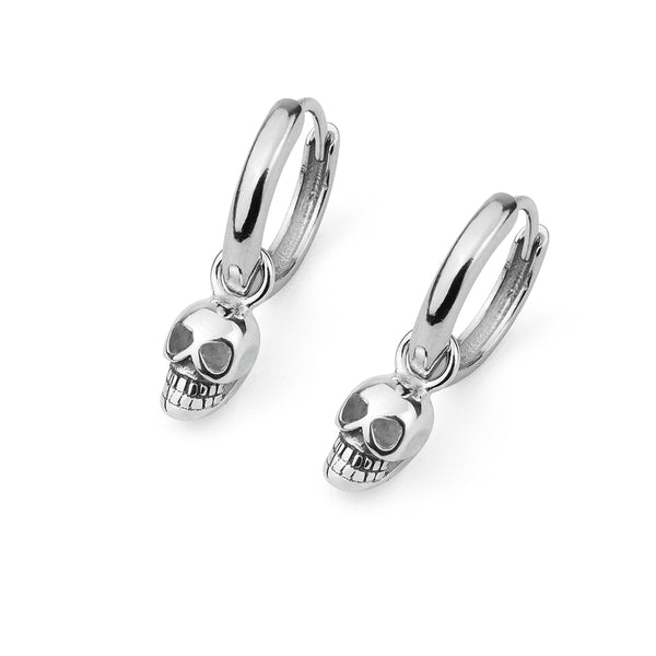 Silver Skull Hoop Earrings