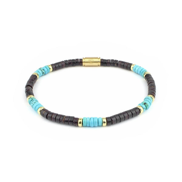 Coconut Wood and Turquoise Bracelet for Him - Beadrid